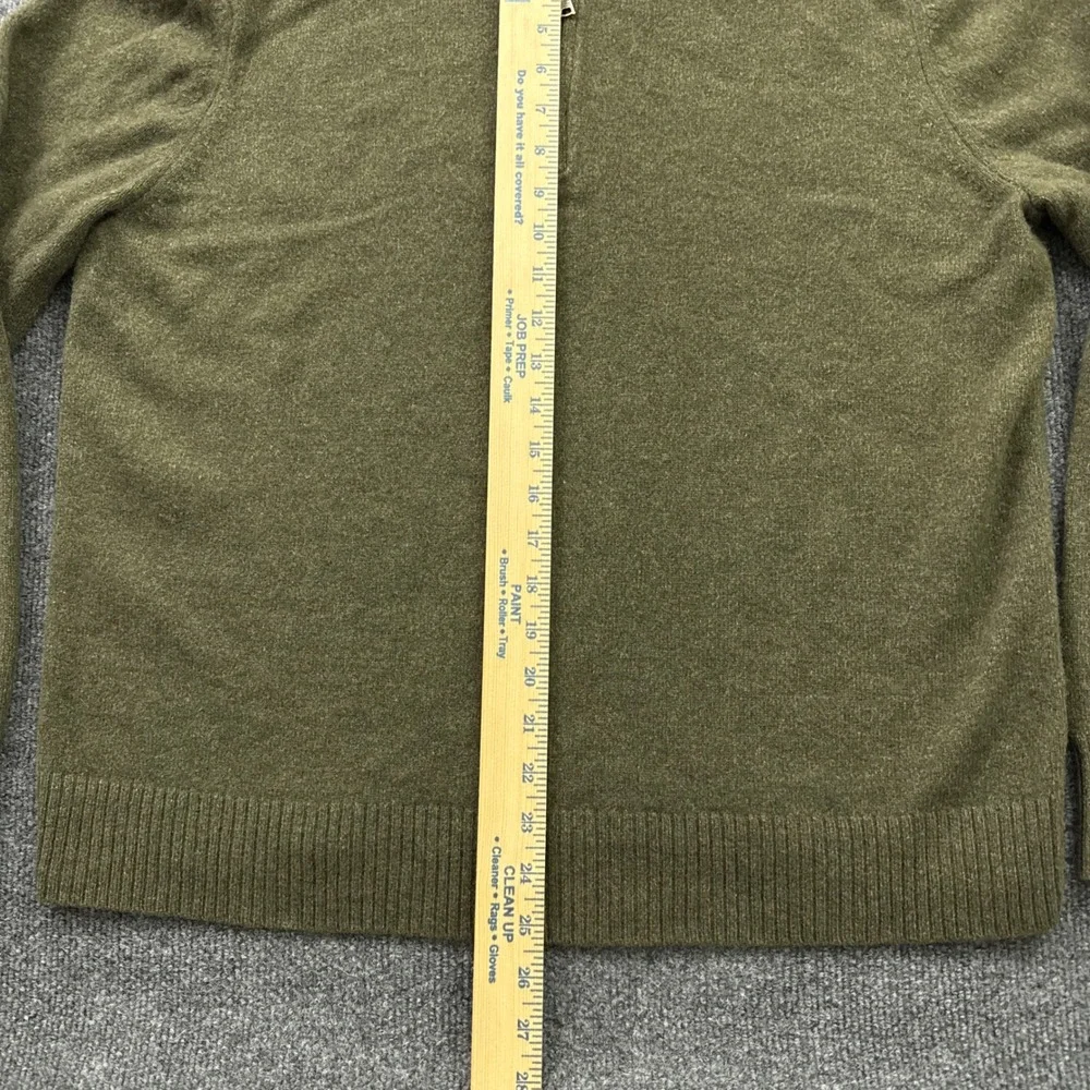 Banana Republic Quarter Zip Sweater Mens XL Olive Green Lambswool Cashmere Knit